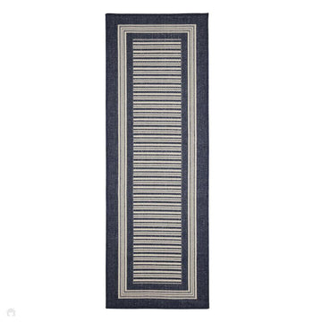 Flatweave Gel Border Navy Runner-Melrose-Rug Love - The Most Loved Rug Store